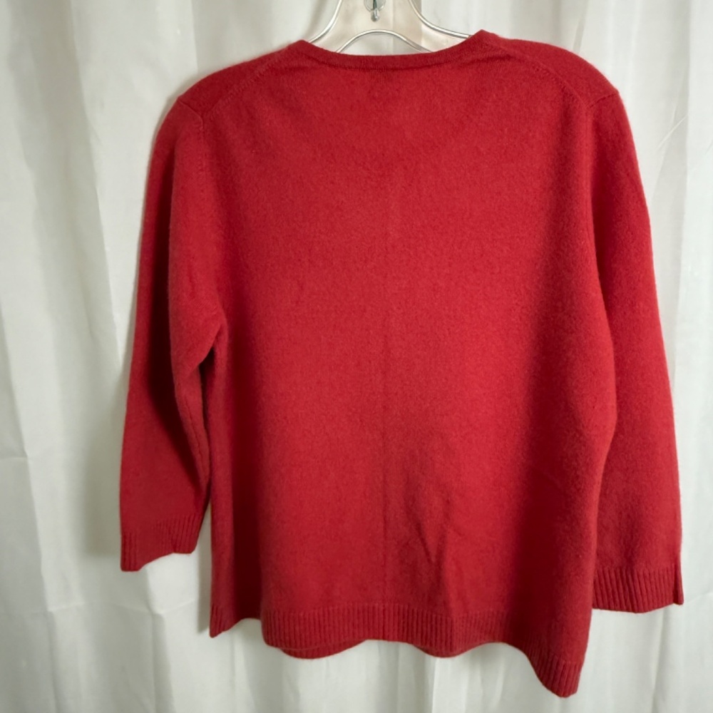 Garnet Hill Dark Pink Cashmere Cardigan Sweater w Rhinestone Buttons Large - Picture 4 of 6